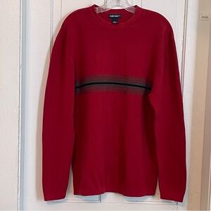 Vintage Cherokee Solid Red w/Stripe Knit Long-Sleeve Cotton Sweater Size XL